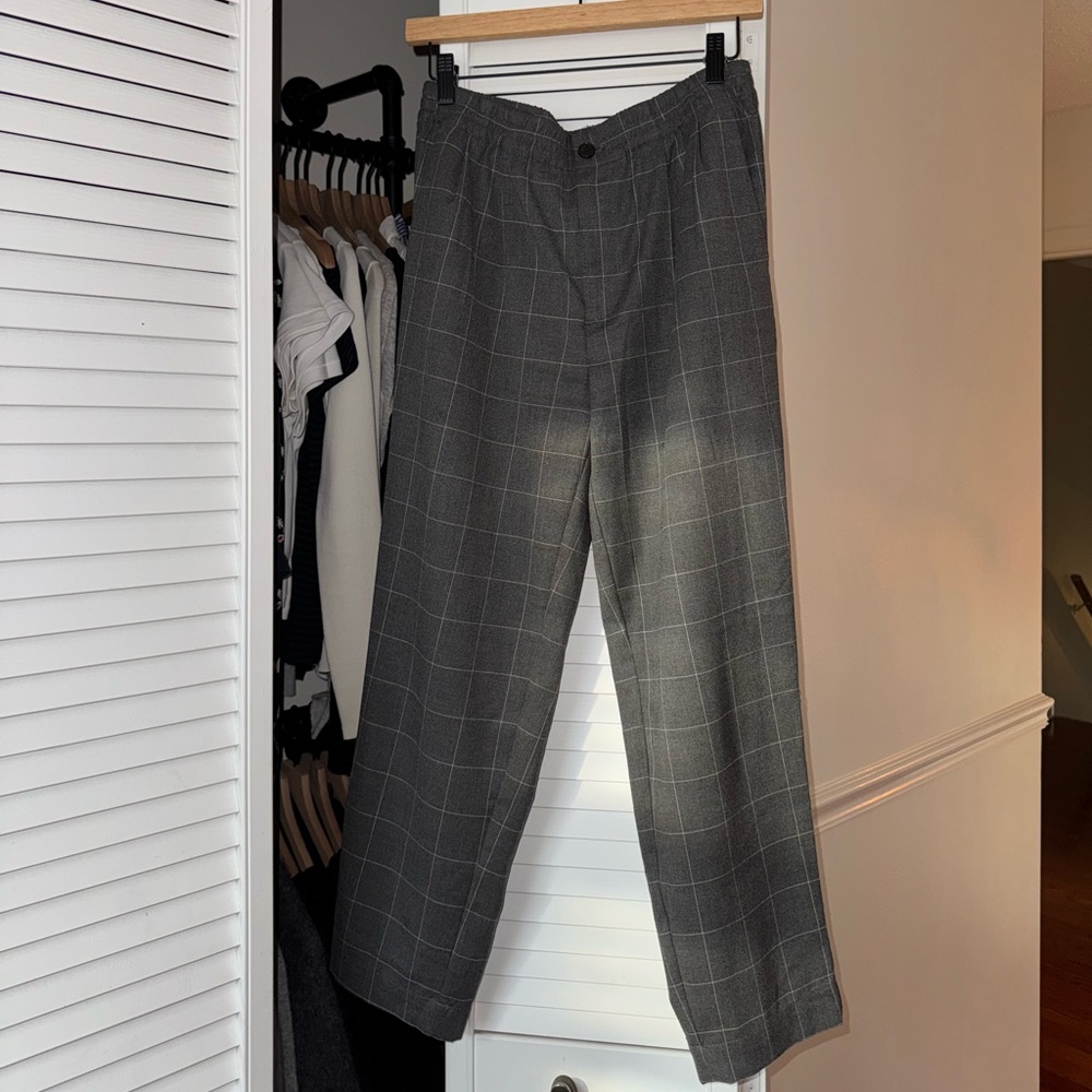 Madewell ‘Plaid Flannel Track Trousers’ in Charcoal/Dark Grey